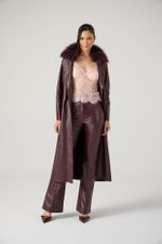 Calça de Couro Flare Vinho