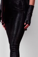 Calça de Couro Skinny Preto Craquelado
