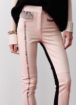 Calça de Couro Skinny com Detalhes em Python Off White
