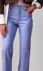 Calça de Couro Skinny Azul Claro