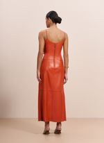 Vestido de Couro Transpassado Laranja