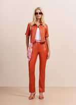 Calça de Couro Mini Flare Laranja