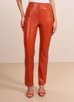 Calça de Couro Mini Flare Laranja