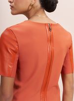 Blusa de Couro de Manga Curta Laranja