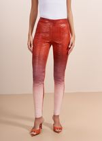 Calça de Couro Python Skinny Dêgrade Néctar com Helanca Laranja