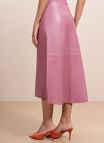 Saia de Couro Midi com Zíper Rosa