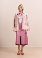Saia de Couro Midi com Zíper Rosa