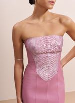 Vestido de Couro com Frente de Python Rosa