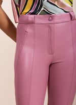 Calça de Couro Skinny com Helanca Rosa
