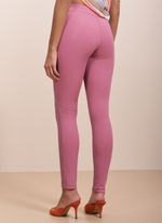 Calça de Couro Skinny com Helanca Rosa
