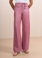 Calça de Couro Pantalona Rosa