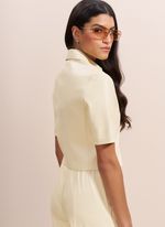 Camisa de Couro Cropped Amarelo