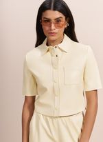 Camisa de Couro Cropped Amarelo