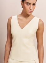 Blusa de Couro com Decote 
