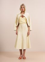 Blusa de Tecido Plano com Detalhes em Couro Amarelo