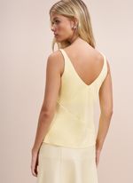 Blusa de Tecido Plano com Detalhes em Couro Amarelo