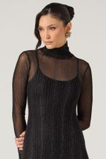 Vestido de Tule Preto com Fio Prata