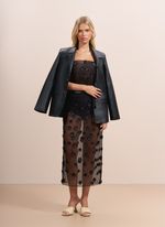 Blazer de Couro com Recortes Preto