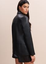 Blazer de Couro com Recortes Preto