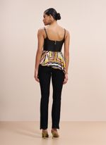 Calça de Couro Mini Flare com Zíper na Barra Preta