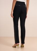 Calça de Couro Mini Flare com Zíper na Barra Preta