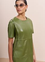Vestido de Couro Curto com Bolsos Verde