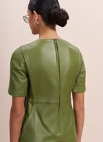 Vestido de Couro Curto com Bolsos Verde