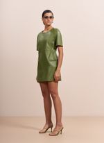 Vestido de Couro Curto com Bolsos Verde