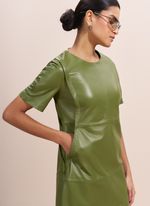 Vestido de Couro Curto com Bolsos Verde