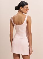 Vestido de Couro Mini Rosa Claro