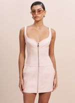 Vestido de Couro Mini Rosa Claro