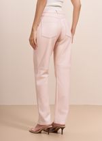 Calça de Couro Reta Rosa Claro