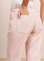 Calça de Couro Reta Rosa Claro