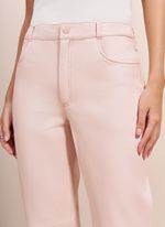 Calça de Couro Reta Rosa Claro