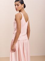 Blusa de Tecido Plano com Detalhes em Couro Rosa Clara