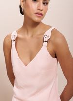 Blusa de Tecido Plano com Detalhes em Couro Rosa Clara