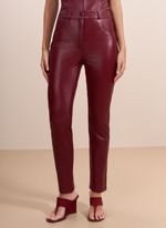 Calça de Couro Skinny Bordô