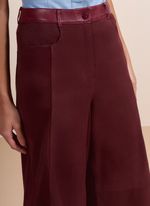 Calça de Chamois Pantalona com Cós de Couro Bordô