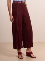 Calça de Chamois Pantalona com Cós de Couro Bordô