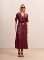 Vestido de Couro Midi com Decote 