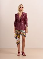 Blazer de Couro Manga Franzida Bordô