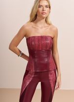 Corset de Couro Python com Ombros a Mostra Bordô