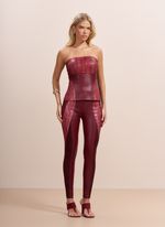 Corset de Couro Python com Ombros a Mostra Bordô