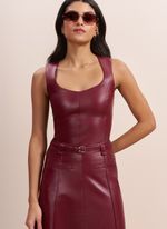 Blusa de Couro com Helanca Bordô
