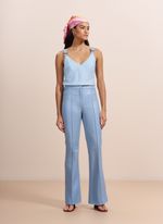 Calça de Couro Flare Azul Clara