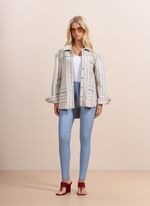 Calça de Couro Skinny com Helanca Azul Clara