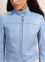 Jaqueta de Couro Biker Azul Clara