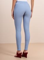 Calça de Couro Python Azul Clara Skinny com Helanca