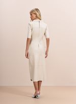 Vestido de Couro Midi com Drapeado Frontal Off-White