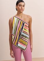 Blusa de Lenço de Seda com Mix de Estampas Um Ombro Só